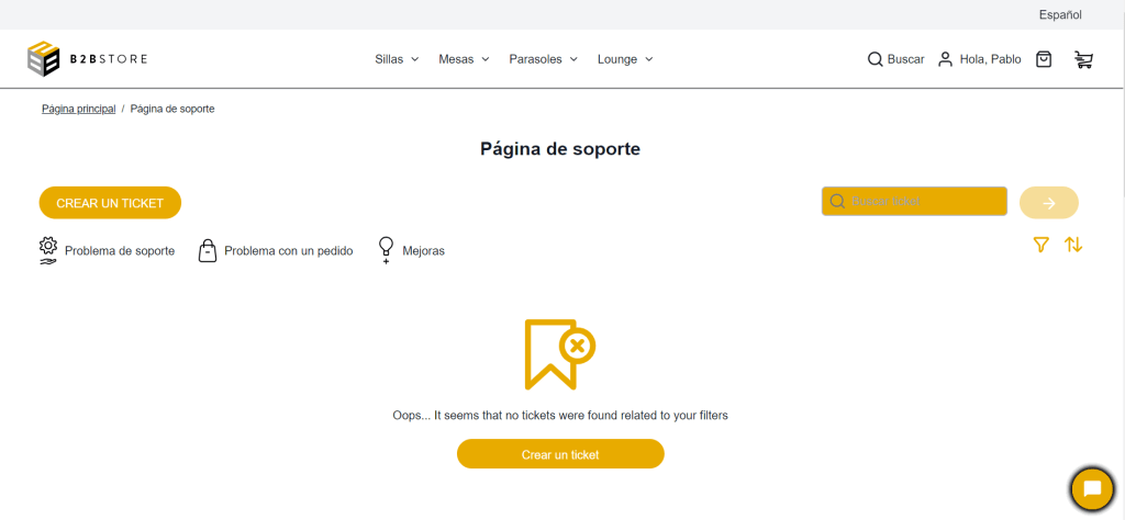 B2BStore Página de Soporte